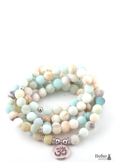 Boho Bracelet, RH Yoga Bracelet, Amazonite Natural Green Stone